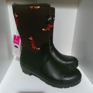 Joules Neoprene Green Fox Boots Size 7 